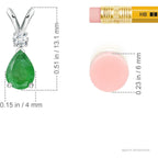 Angara Emerald Teardrop Necklace with Diamond in Silver/14K Solid Gold/Platinum | Natural Prong-Set Emerald V-Bale Pendant With 18" Chain for Women | July Birthday Gemstone Jewelry Gift