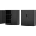 Metal Storage Cabinet-36” Tall Steel File Cabinet With Lockable Doors And Adjustable Shelves-Black Steel Storage Cabinet For Home, School, Office, Garage