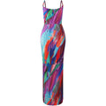 Summer Floral Dress Sexy Strap Shoulder Pleated Maxi Dresses A Line Wedding Guest Dresses For Women