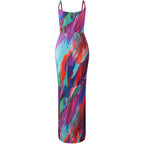 Summer Floral Dress Sexy Strap Shoulder Pleated Maxi Dresses A Line Wedding Guest Dresses For Women