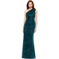 Betsy & Adam Women'S One Shoulder Metallic Knit Evening Gown