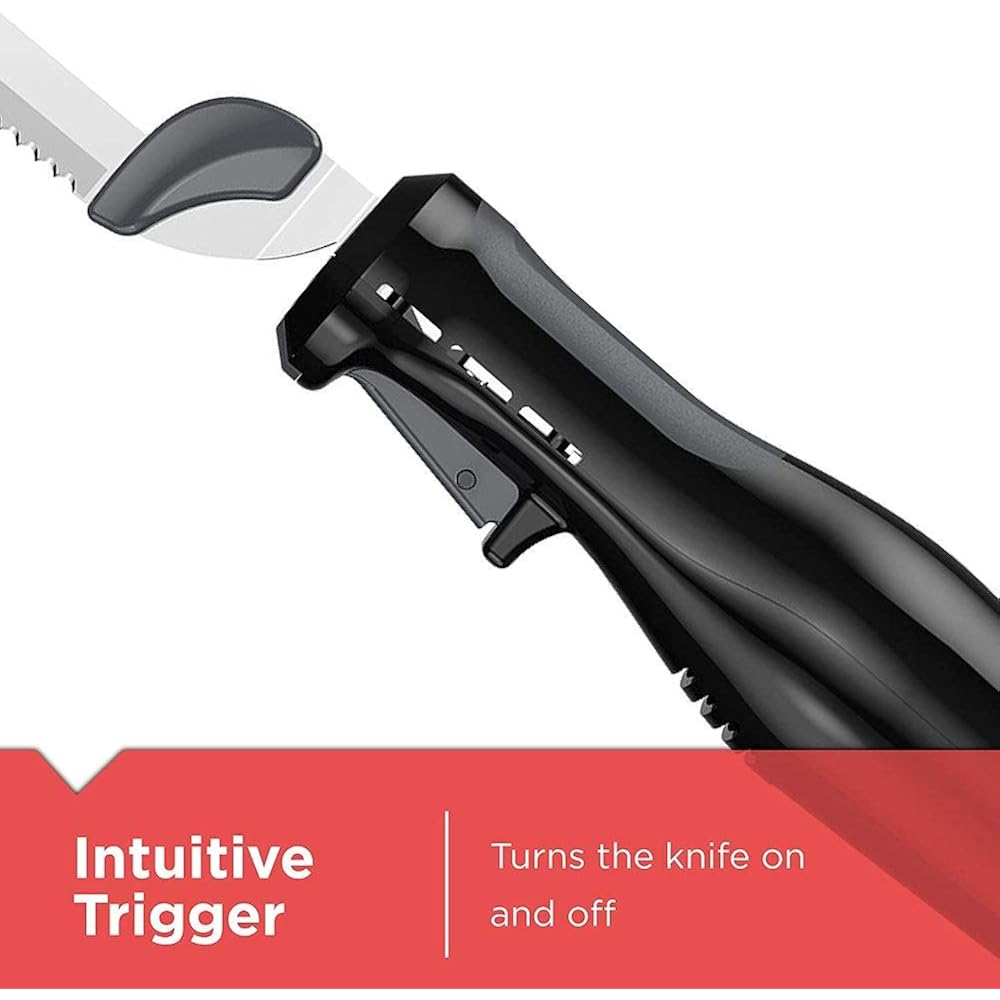 Black+Decker Comfort Grip Electric Knife with 7-Inch Stainles Steel Blades & Safety Lock Button, Ideal for Carving, Slicing & Cutting Meats, Turkey Bread & Craft Foam, Dishwasher Safe