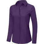 Super Soft Wrinkle Free Button Down Shirts for Women Solid Long Sleeve Striped Formal Work Dress Blouses Tops