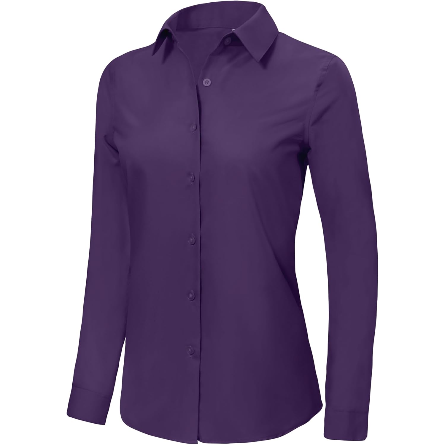 Super Soft Wrinkle Free Button Down Shirts for Women Solid Long Sleeve Striped Formal Work Dress Blouses Tops