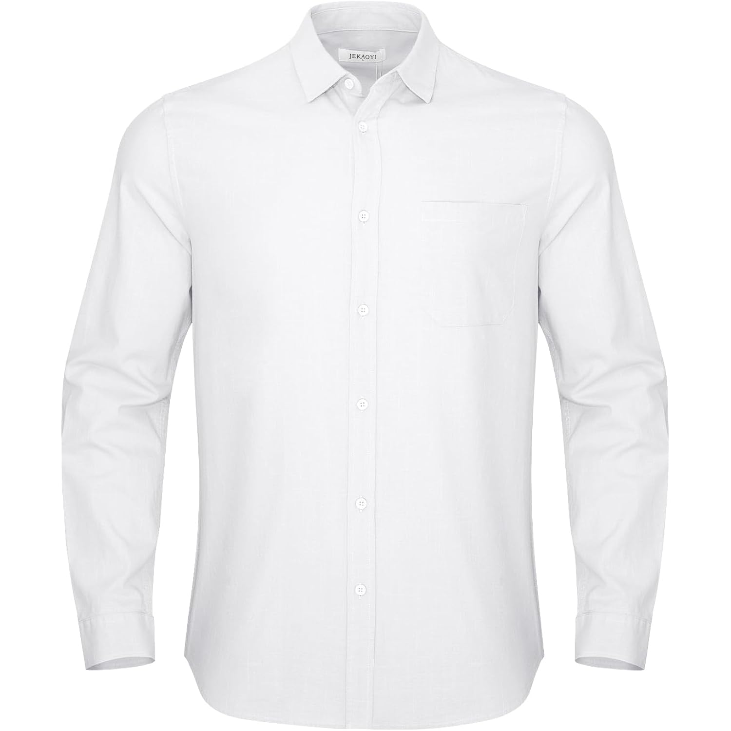 Jekaoyi Button Down Linen Shirts For Men Casual Long Sleeve Regular Fit Cotton Beach Shirts With Pocket