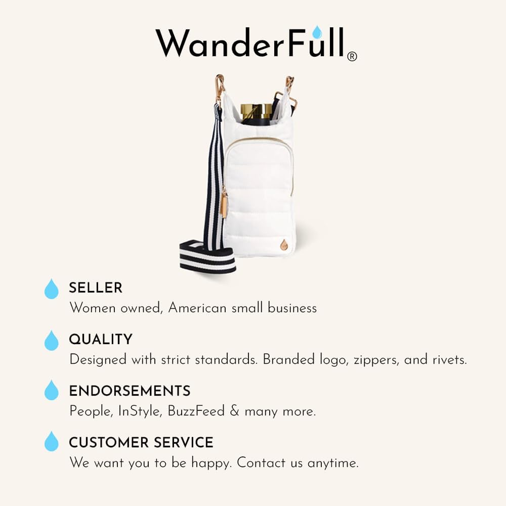 WanderFull Original HydroBag Fits Up to 32 oz Water Bottle Holder with Strap – Hands-Free Crossbody Water Bottle Carrier Bag with Phone Pocket