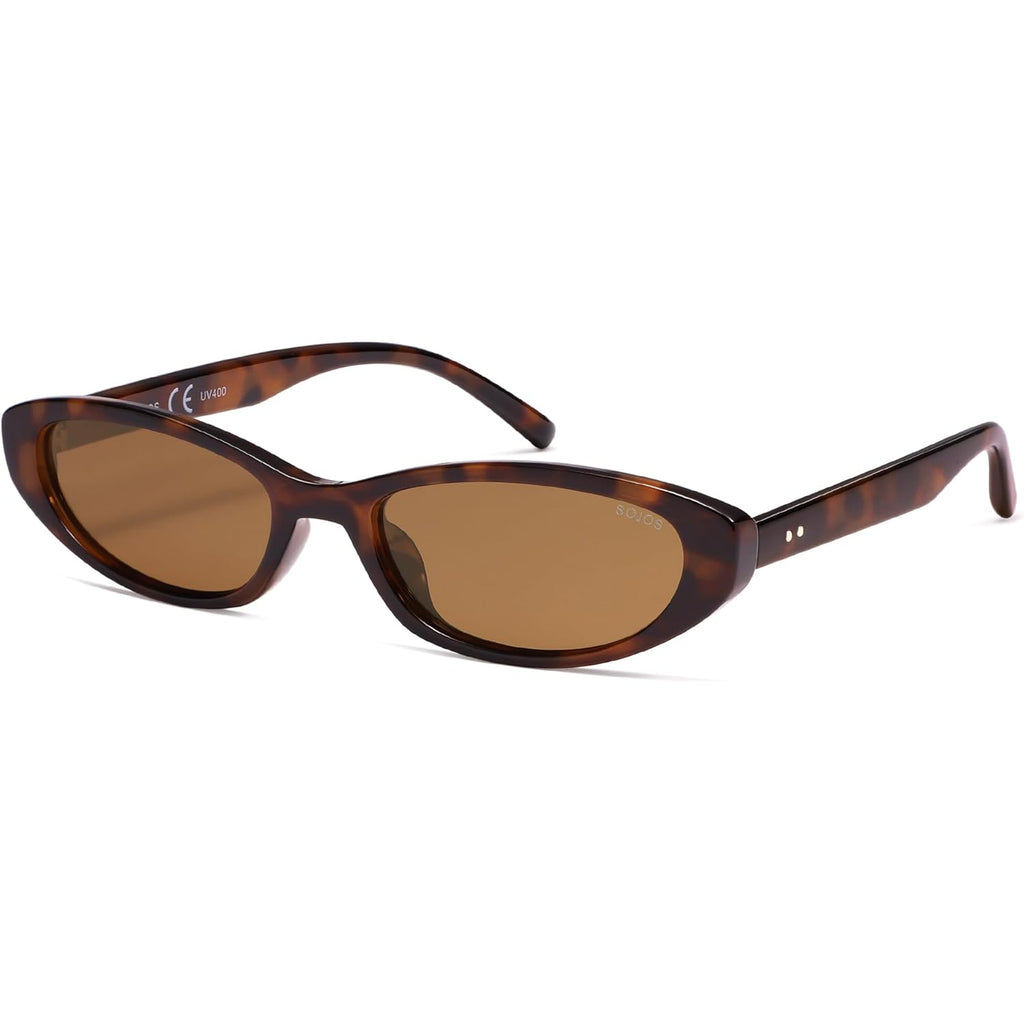 SOJOS Trendy Y2k Cat Eye Polarized Sunglasses Womens Mens, 80s 90s Retro Thin Small Oval Sunnies SJ2664