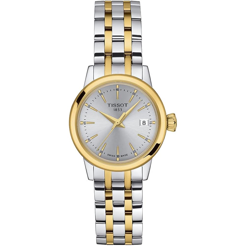 Tissot Womens Classic Dream Lady 316L Stainless Steel Case With Yellow Gold Pvd Coating Quartz Watch, Yellow/Grey Dial (T1292102203100)