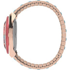 Timex Q Malibu Women'S 36Mm Watch – Gold-Tone Case Black Dial With Orange & Gold-Tone Stainless Steel Expansion Band