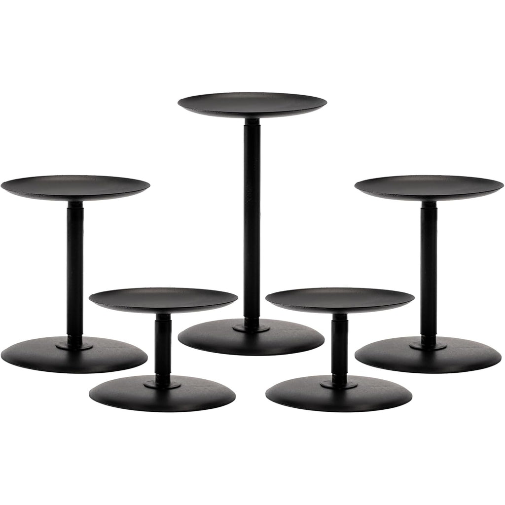 Homemory Christmas Fall Candle Holders for Pillar Candles Set of 5 (5, Black)