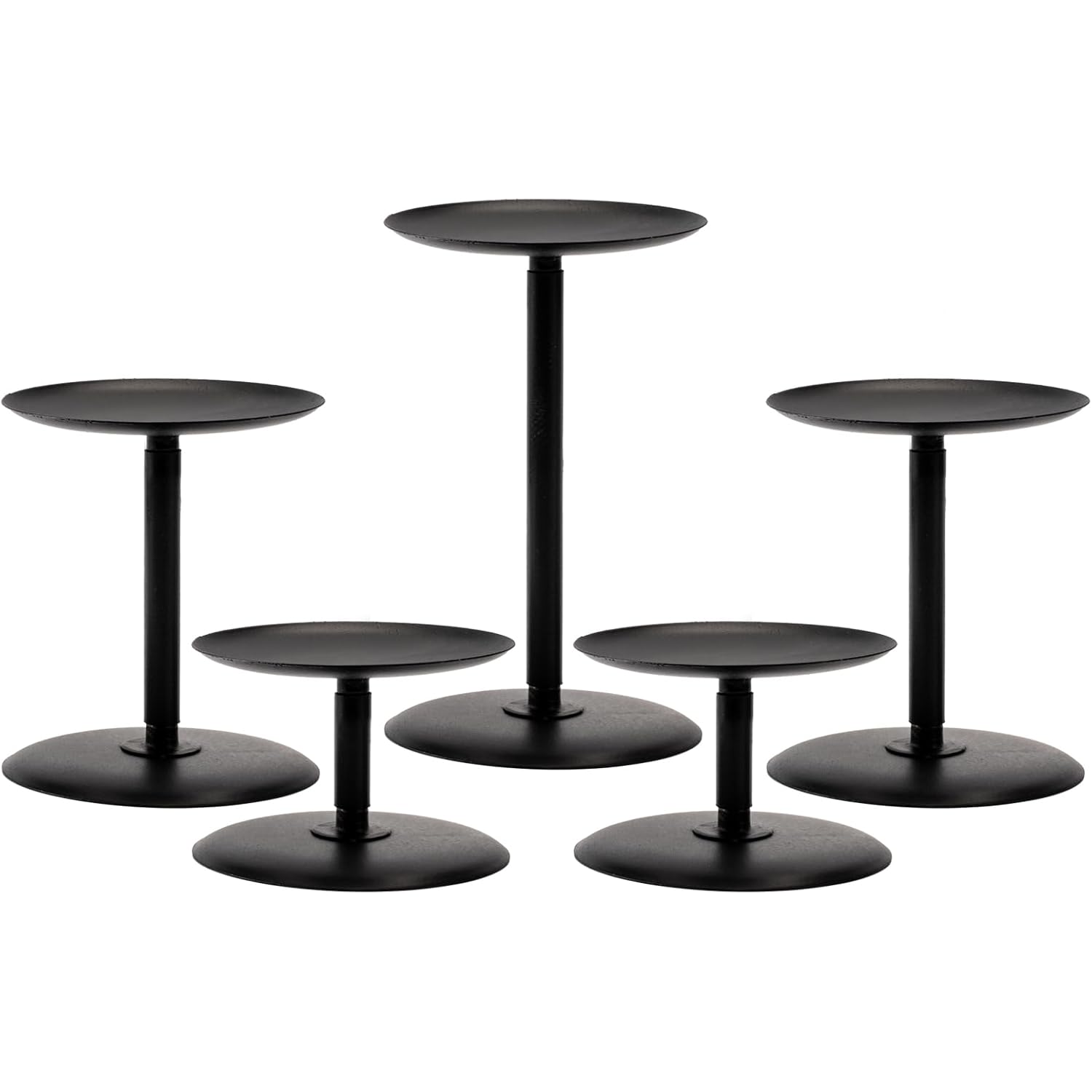 Homemory Christmas Fall Candle Holders for Pillar Candles Set of 5 (5, Black)