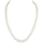 The Pearl Source Real Freshwater Pearl Necklace for Women, Genuine Cultured White Pearls, Classic Single Strand Pearl Necklace, Sterling Silver Fishhook Clasp, Fine Jewelry Gift