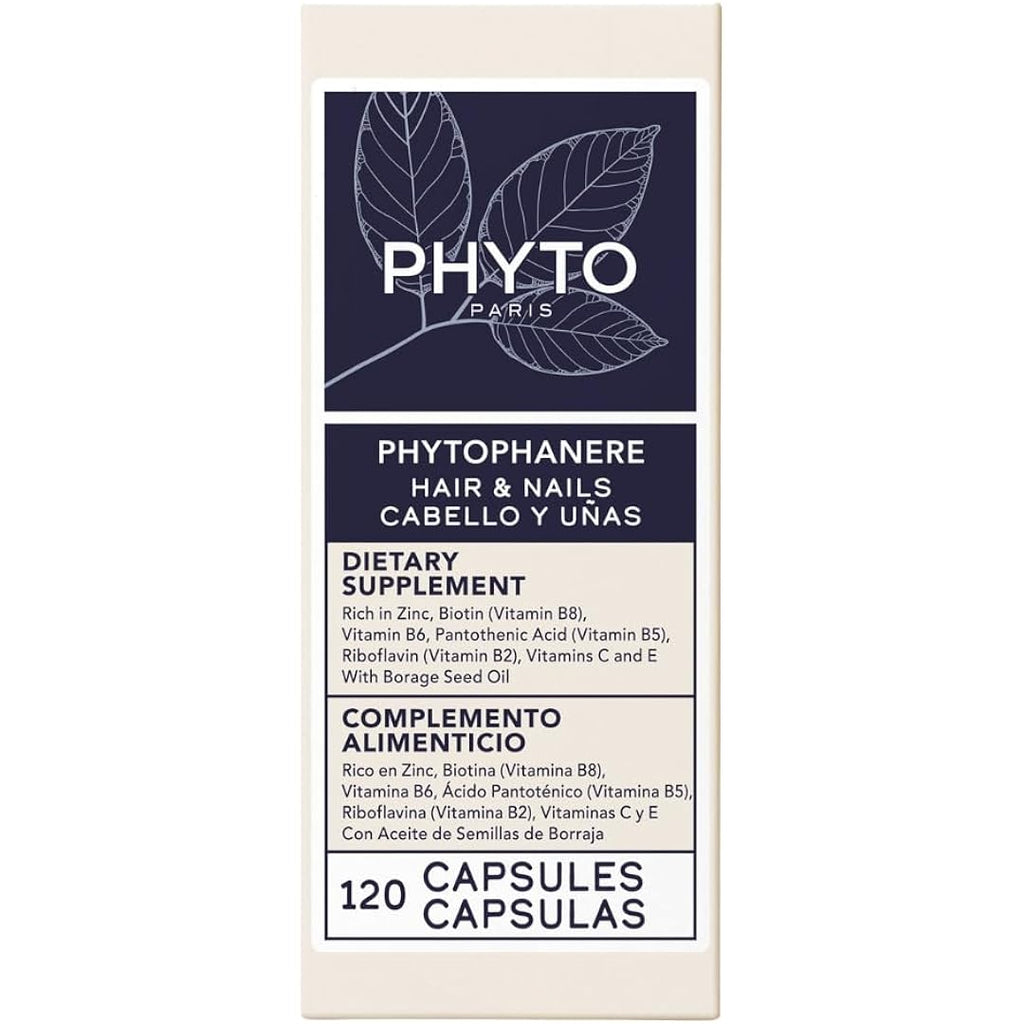 PHYTO Phytophanère Hair Growth Supplement for Women & Men - Biotin, Zinc & Vitamin B6 for Thicker, Stronger Hair & Nails - 120 Capsules, 2-Month Supply