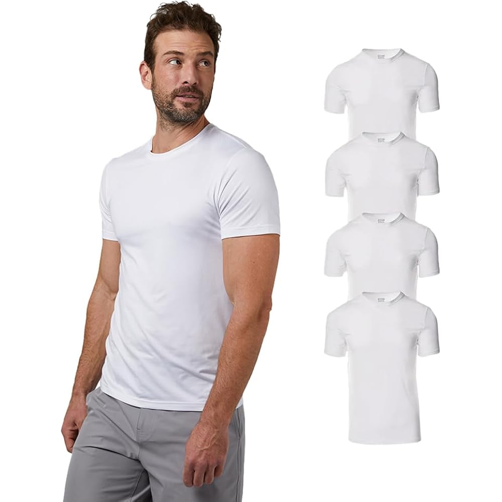 32 Degrees Men'S 4 Pack Cool Classic Crewneck T-Shirt, Anti-Odor, Quick Drying, 4-Way Stretch