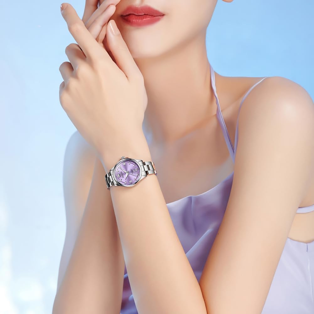 OLEVS Watches for Women Luxury Elegant Stainless Steel Waterproof Luminous Diamond Women's Fashion Watch Ladies Watches for Small Wrists
