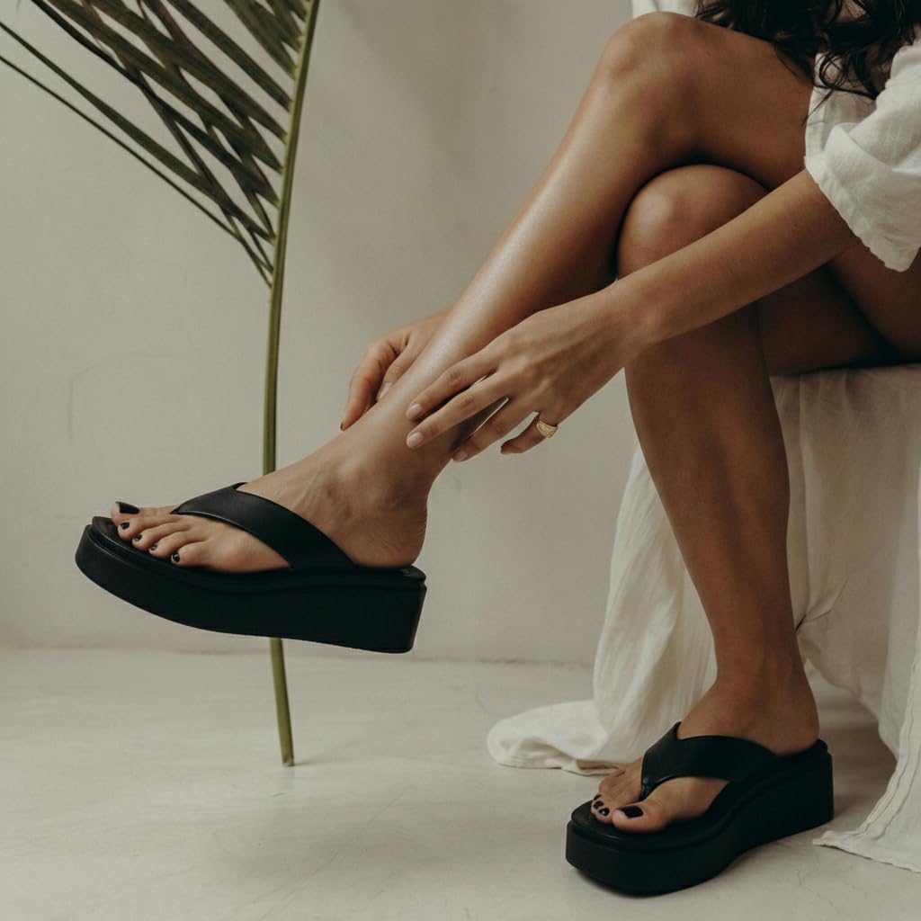Cushionaire Pippin Chunky Platform Flip Flops, Stylish Wedge Flip Flops For Women With Cushioned Footbed And Durable Sole