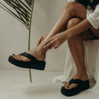 Cushionaire Pippin Chunky Platform Flip Flops, Stylish Wedge Flip Flops For Women With Cushioned Footbed And Durable Sole
