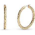 COACH, Women's, Signature Quilted Hoop Earrings, Crystal/Gold, One Size