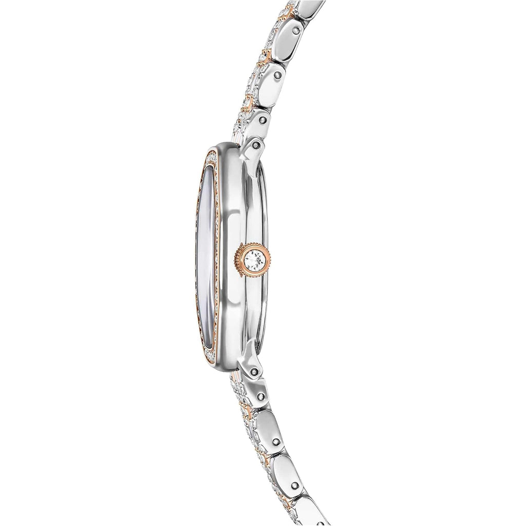 Swarovski Dextera Octagon Watch, Swiss Made, Metal Bracelet, Silver Tone, Rose Gold-Tone Finish