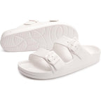 Funkymonkey Jelly Sandals For Women With Adjustable Buckle, Comfortable Chunky Slip-On Beach Slides, Waterproof Platform Shoes For Pool Shower Casual Wear