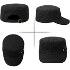 Army Cadet Cap for Men Women Military Flat Top Cap Unisex Basic Baseball Cap Black
