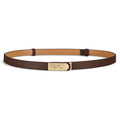 Women’s Skinny Leather Belt with Gold or Silver Turn-Lock Buckle – Adjustable Thin Belt for Dresses, Office & Wedding