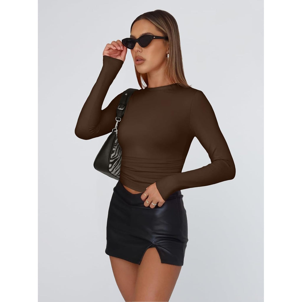 Trendy Queen Women'S Long Sleeve T Shirts Fall Fashion 2026 Basic Y2K Tops