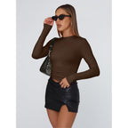 Trendy Queen Women'S Long Sleeve T Shirts Fall Fashion 2026 Basic Y2K Tops