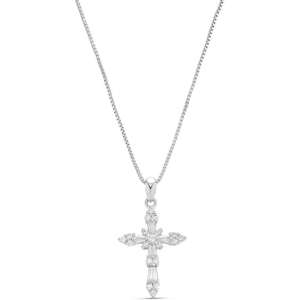 Milla 14K Gold Plated Cross Necklace for Women, Silver Cross Necklaces for Women, 18 inches Chain with Cross Pendant