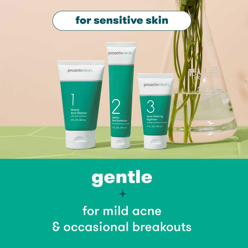 Proactiv Clean 3 Step Acne Routine W/ Pimple Patches- Sulfur Acne Treatment Cleanser, Azelaic Acid Serum, And Facial Moisturizer For Sensitive, Acne-Prone Skin- 30 Day Acne Kit With Pimple Patches