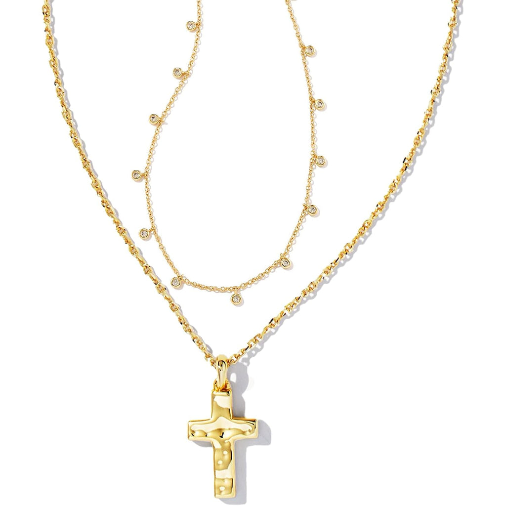 Kendra Scott Amelia Cross Necklace Gift Set, 14k Gold Plated Brass, Crystal, Fashion Jewelry for Women