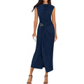 Dresses for Women 2026 Summer Clothes Formal Bodycon Mock Neck Cap Sleeve Midi Party Cocktail Wedding Guest Dress