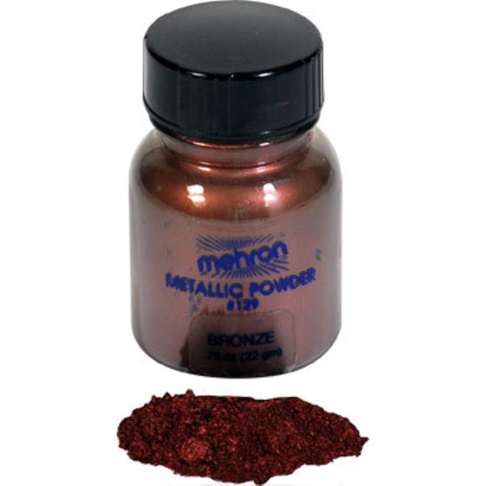 Mehron Makeup Metallic Powder | Metallic Chrome Powder Pigment for Face & Body Paint, Eyeshadow, and Eyeliner .75 oz (21 g) (Bronze)