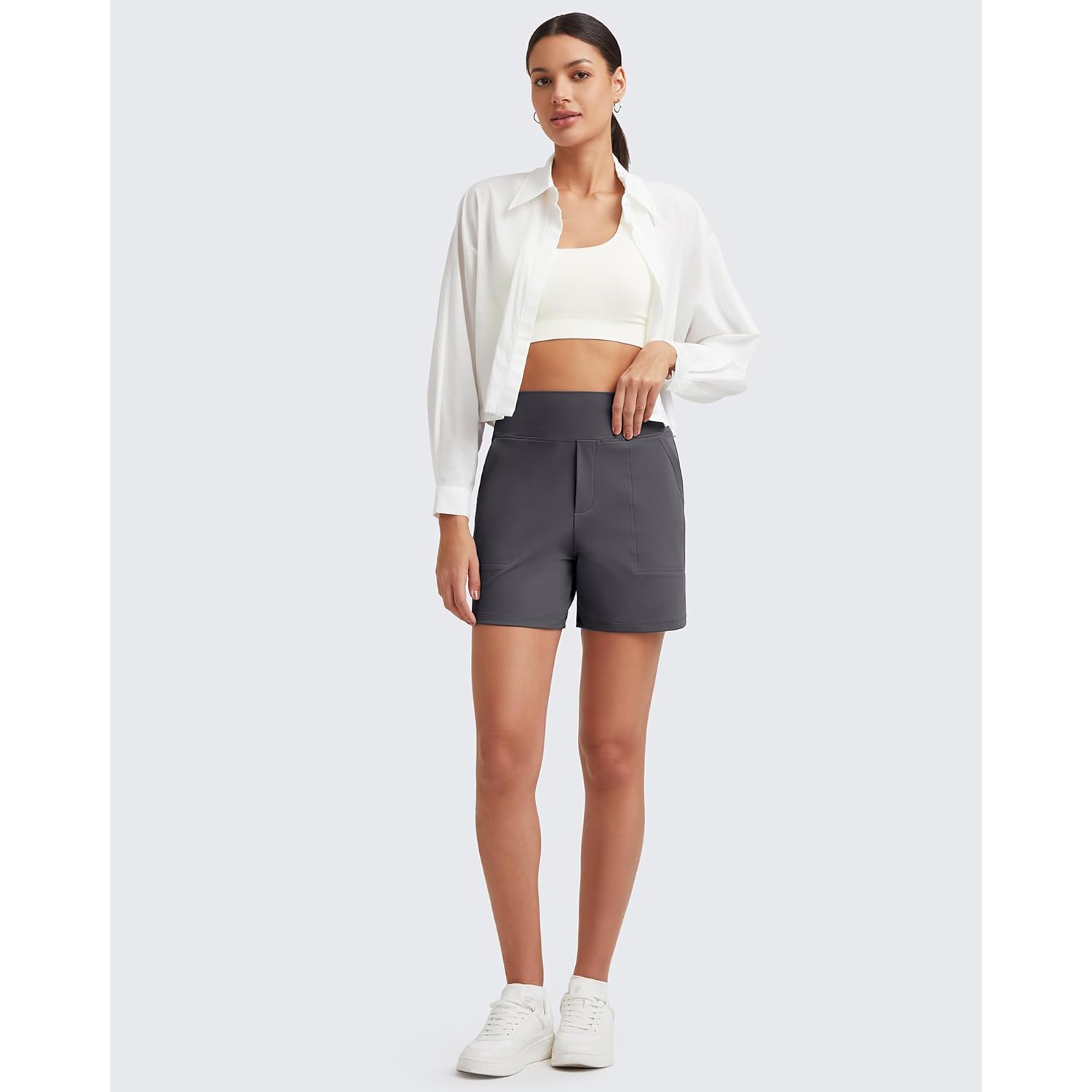 EverGoing Women's Wide Leg Shorts High Waisted 4'' / 5''Casual Comfy Shorts with Pockets for Yoga Workout Lounge