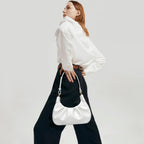 KKXIU Shoulder Bag Crescent Handbag Ruched Purse Underarm Bag Mini Hobo for Women,Detachable Gold Chain Crossbody Bag
