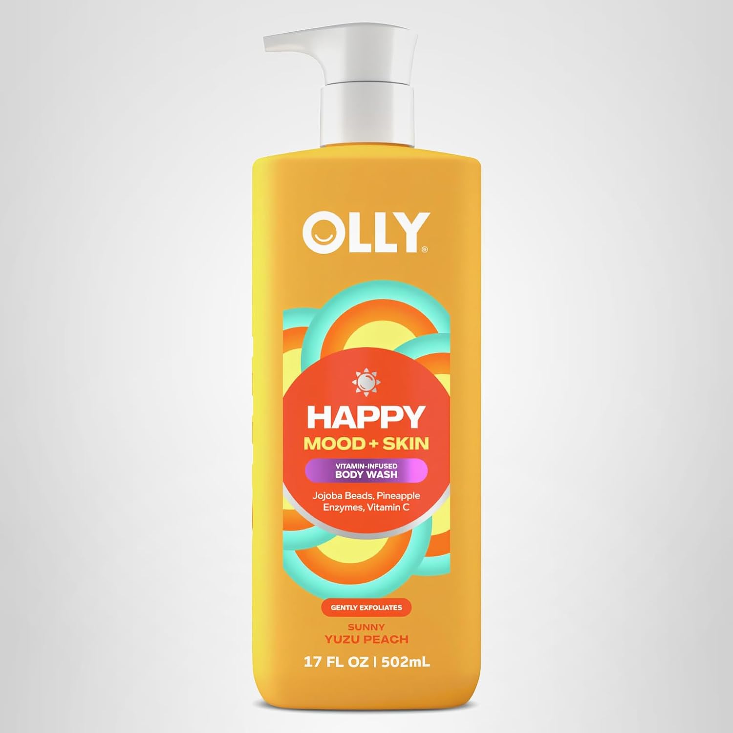 Olly Exfoliating Body Wash Happy Mood + Skin Jojoba Beads, Pineapple Enzymes & Vitamin C To Exfoliate And Reveal Softer, Glowing Skin 17 Fl Oz