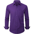Men'S Dress Shirts Long Sleeve Button Down Shirt Business Formal Stretch Shirt Regular Fit With Pockets