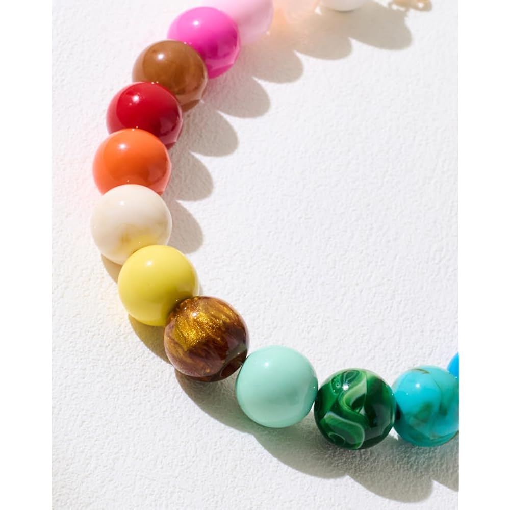 Mothers Day Gifts Chunky Beaded Choker Necklace for Women Boho Statement Necklace with Large Pearl Blue Brown Tone Resin Beads Summer Beach Jewelry Gifts