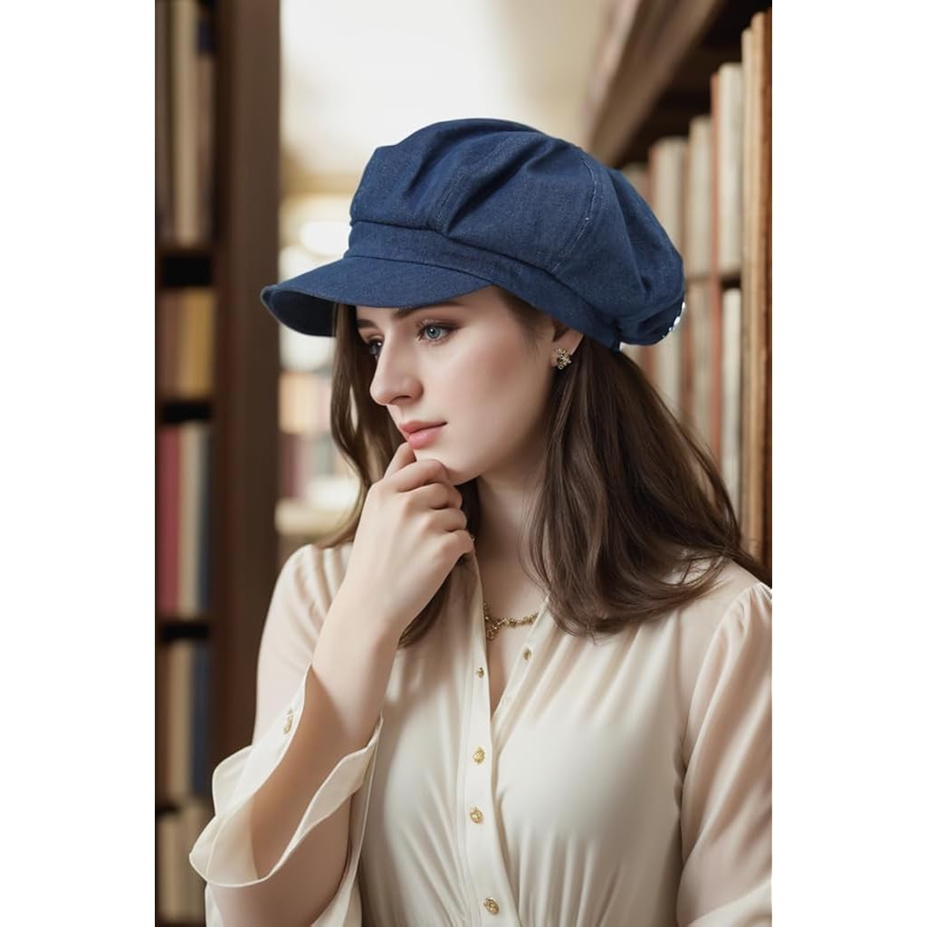Womens Newsboy Cap Summer Beret Cap- 100% Cotton 8 Panels Vintage Cabbie Hat- Octagonal Visor Cap For Women Girls Ladies Gift | Summer, Vintage, 8 Panels, For Women Girls Ladies, Gift