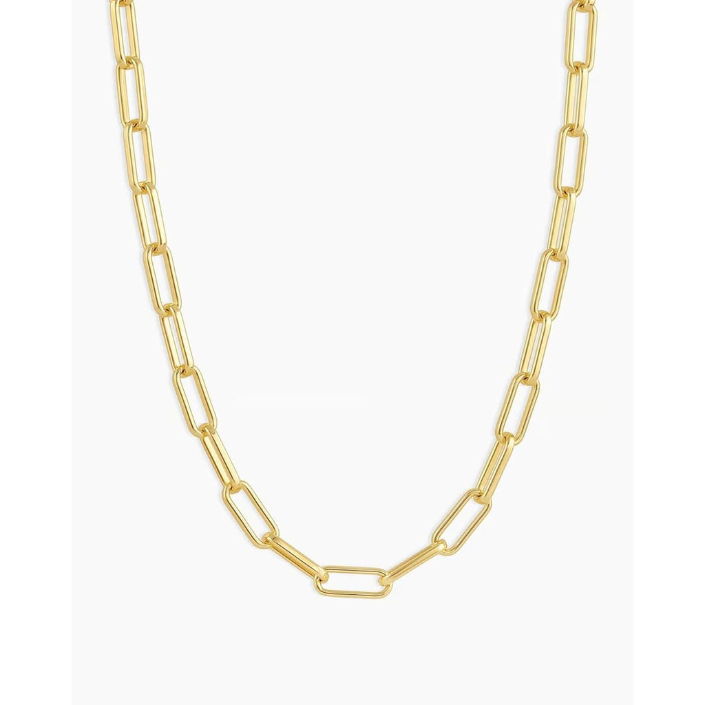 gorjana - Parker Necklace 18" - 18k Silver or Gold Plated - Adjustable Paperclip Link Chain - Chunky Clasp - Ideal Gift Packaging