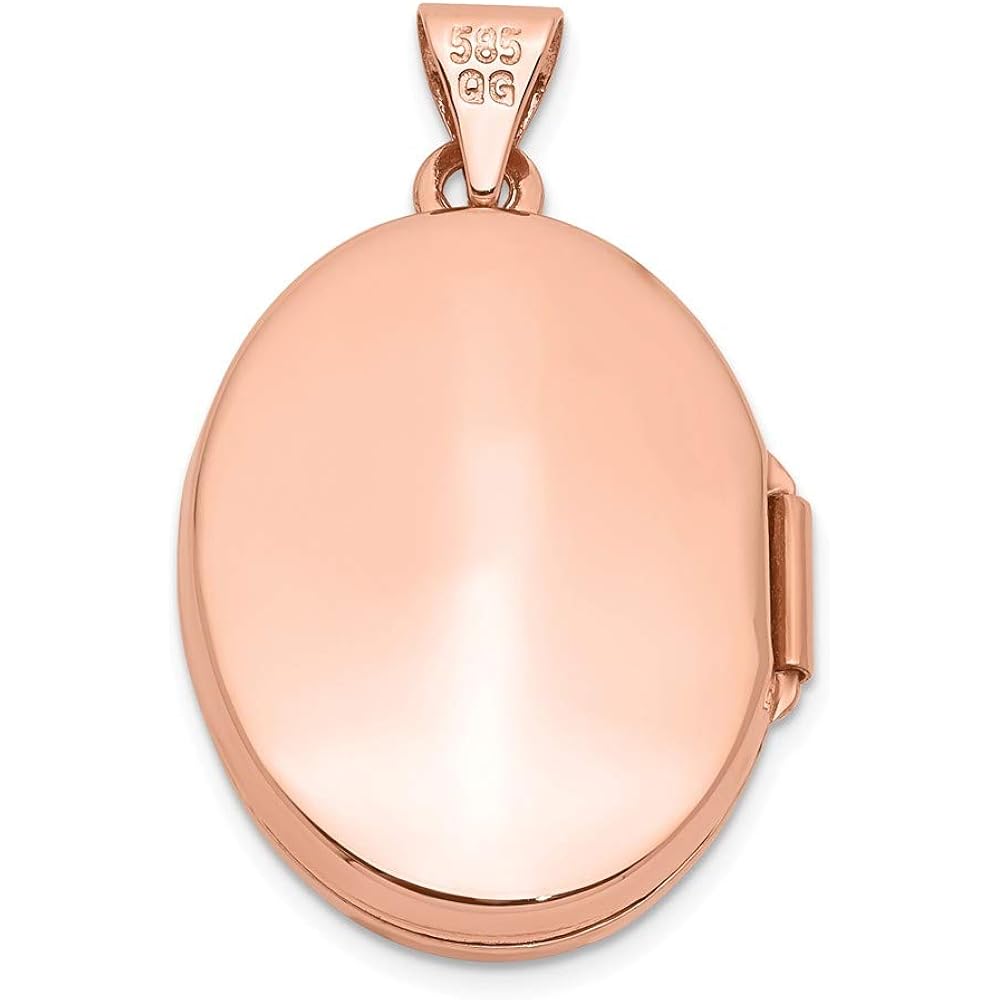 Solid 14K Rose Gold 21mm Oval Locket