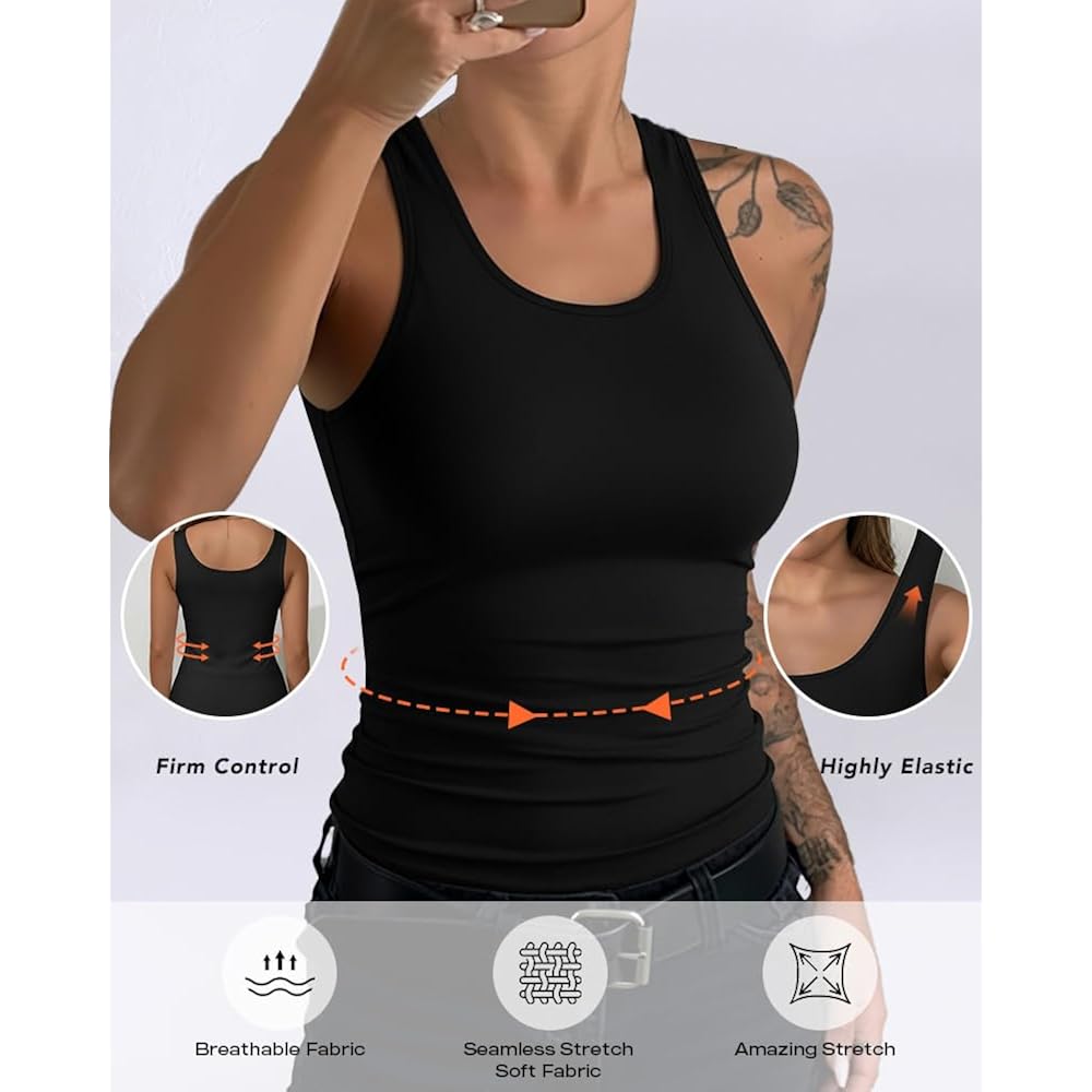 Chicme Womens Seamless Shapewear Camisole Tummy Control Tank Top For Women Slimming Body Shaper Vest