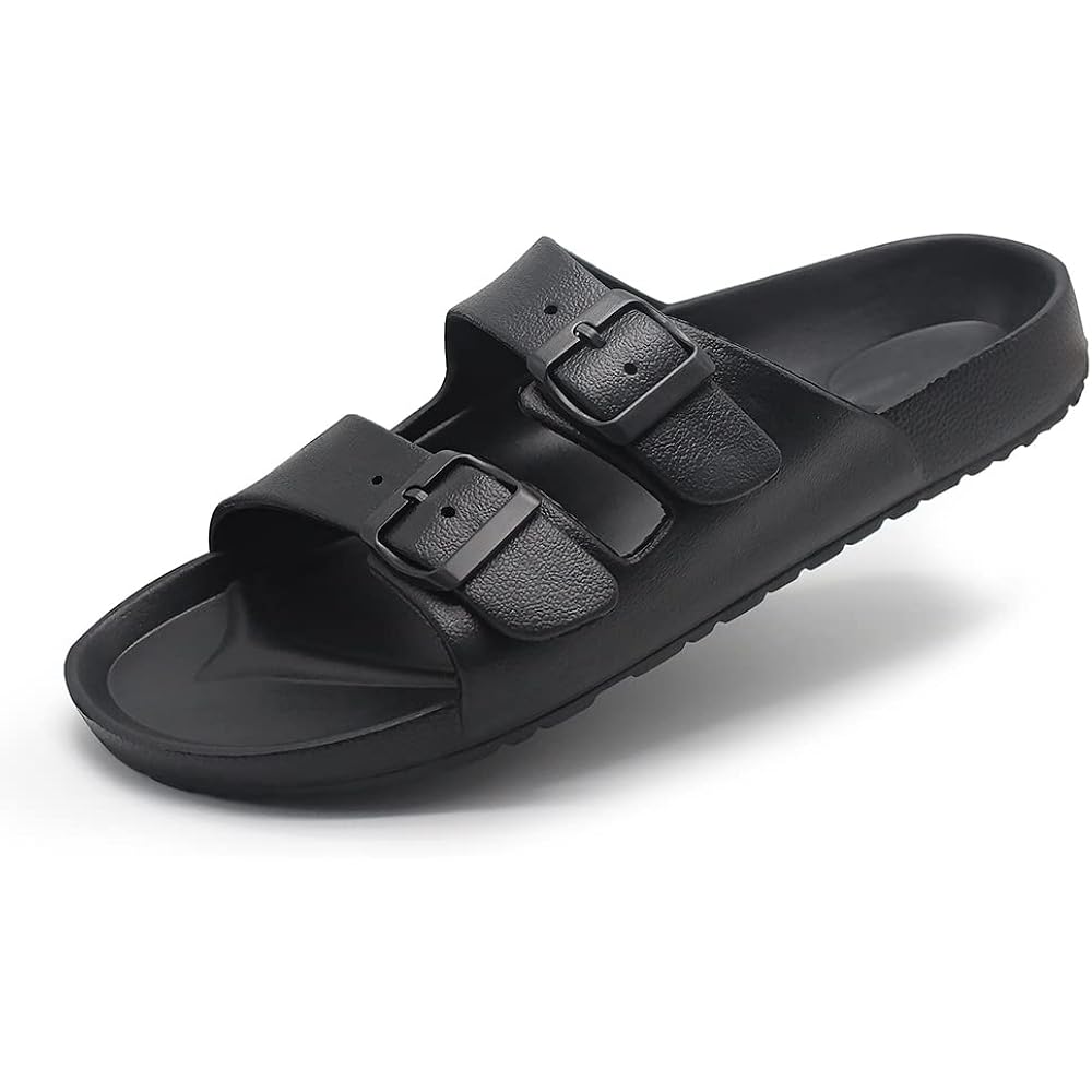 Men’S Lightweight Comfort Slides Double Buckle Slip-On Adjustable Eva Orthopedic Flat Sandals