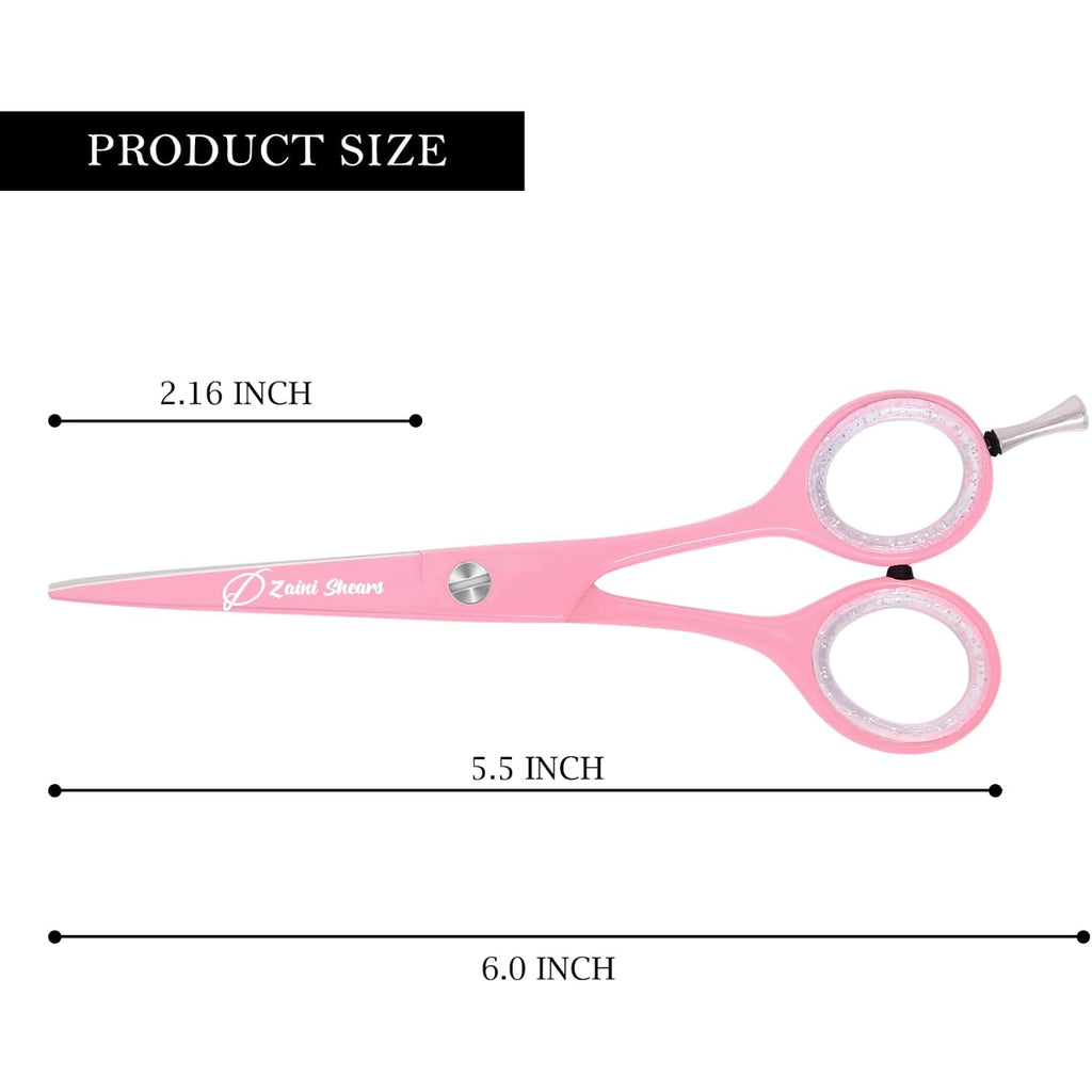 Hair Cutting Scissors Extremely Sharp Right-Hand Razor Edge - 5.5” Overall Length,Made Of 420C Japanese Stainless Steel Salon Scissors Professional Barber Haircut Scissors (Pink, 5.5'')