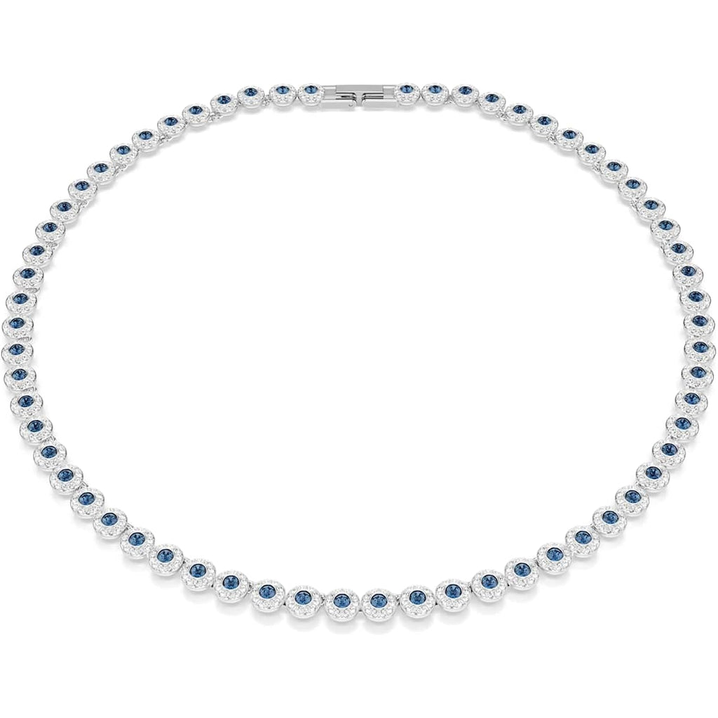 Swarovski Una Angelic Tennis necklace, Round cut, Blue, Rhodium plated