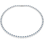 Swarovski Una Angelic Tennis necklace, Round cut, Blue, Rhodium plated