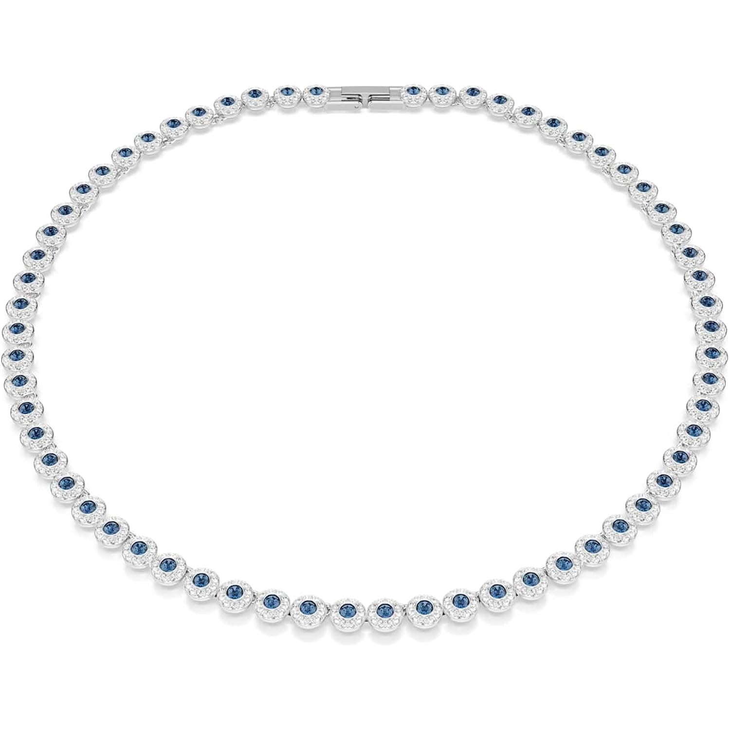 Swarovski Una Angelic Tennis necklace, Round cut, Blue, Rhodium plated