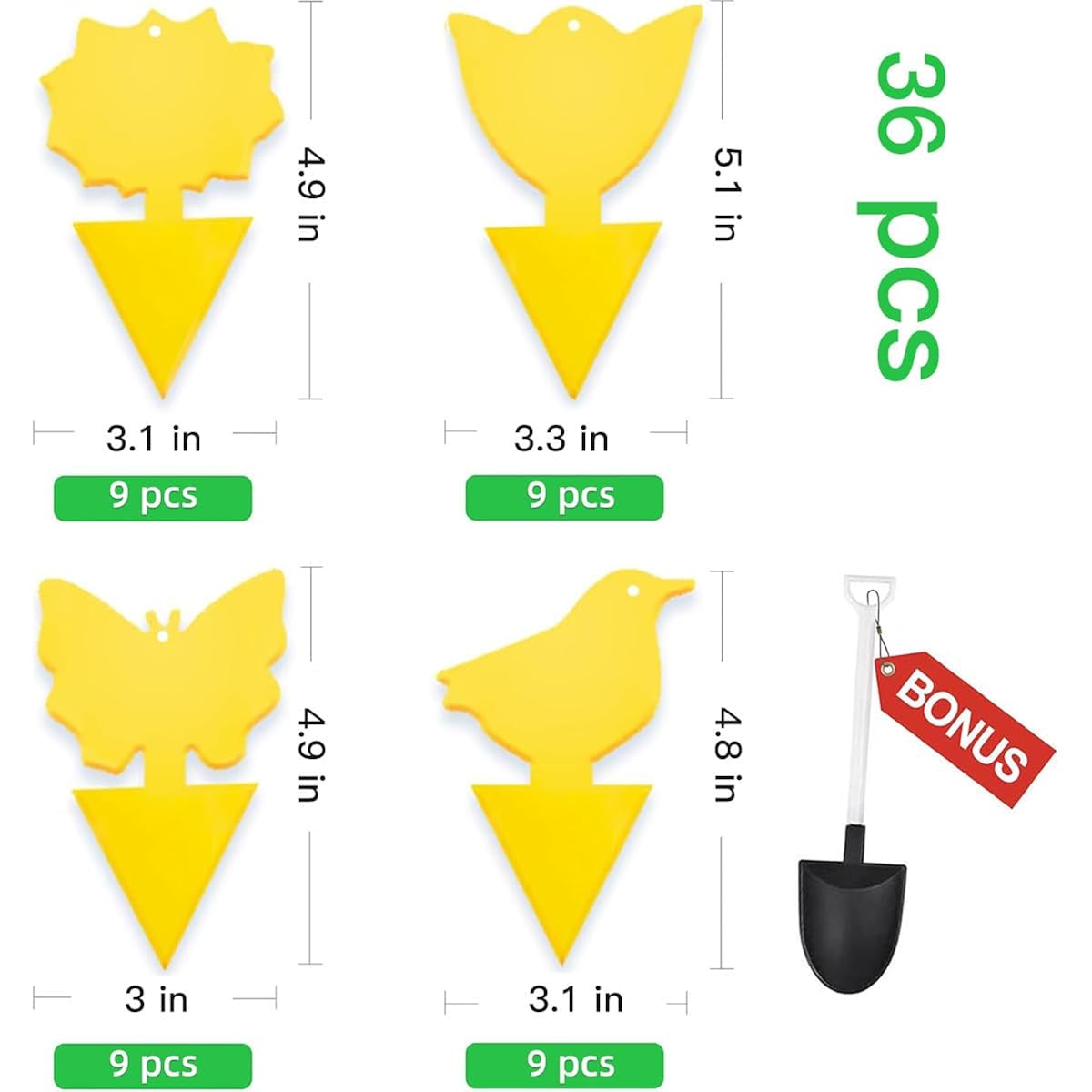 36 Pcs Sticky Traps For Fungus Gnat, Fruit Fly, Whitefly, Yellow | Indoor/Outdoor Use, For Plants & Kitchen, High-End Glue, Insect Catcher
