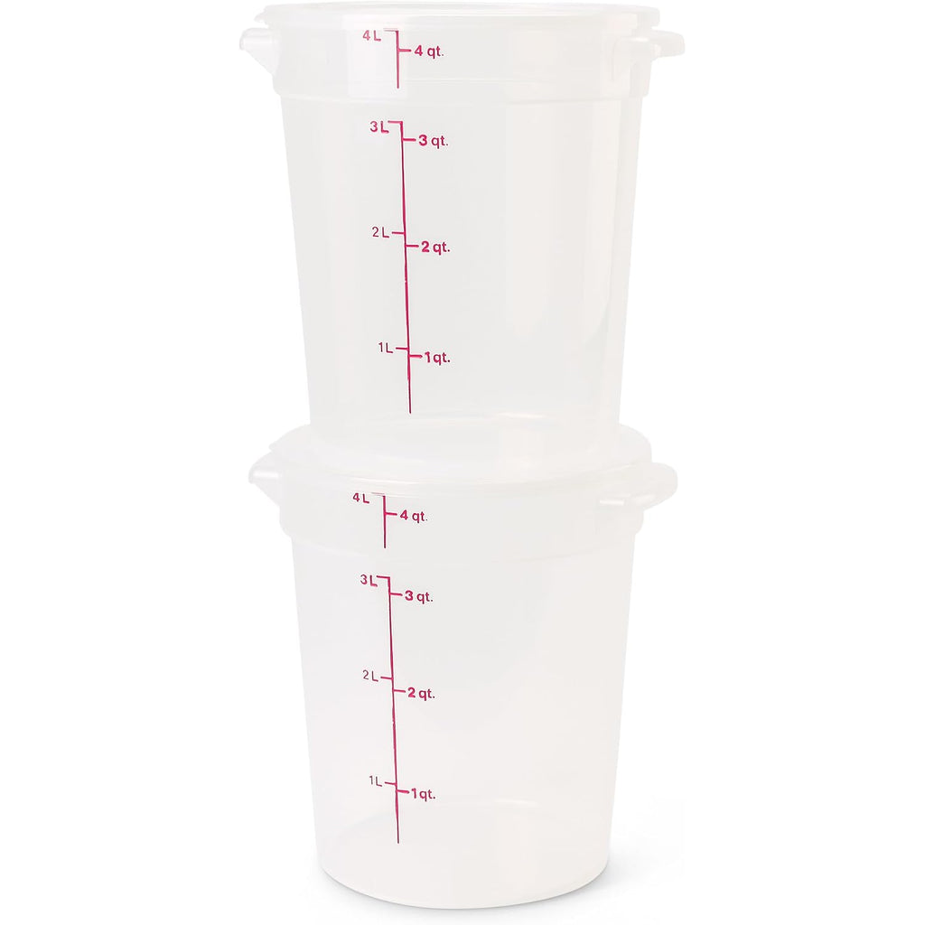 Cambro Food Storage Containers With Lids (Bpa-Free) - 4 Quart - Food Grade Buckets With Lids (2 Pack) - For Dough Proofing And Brining (Translucent)