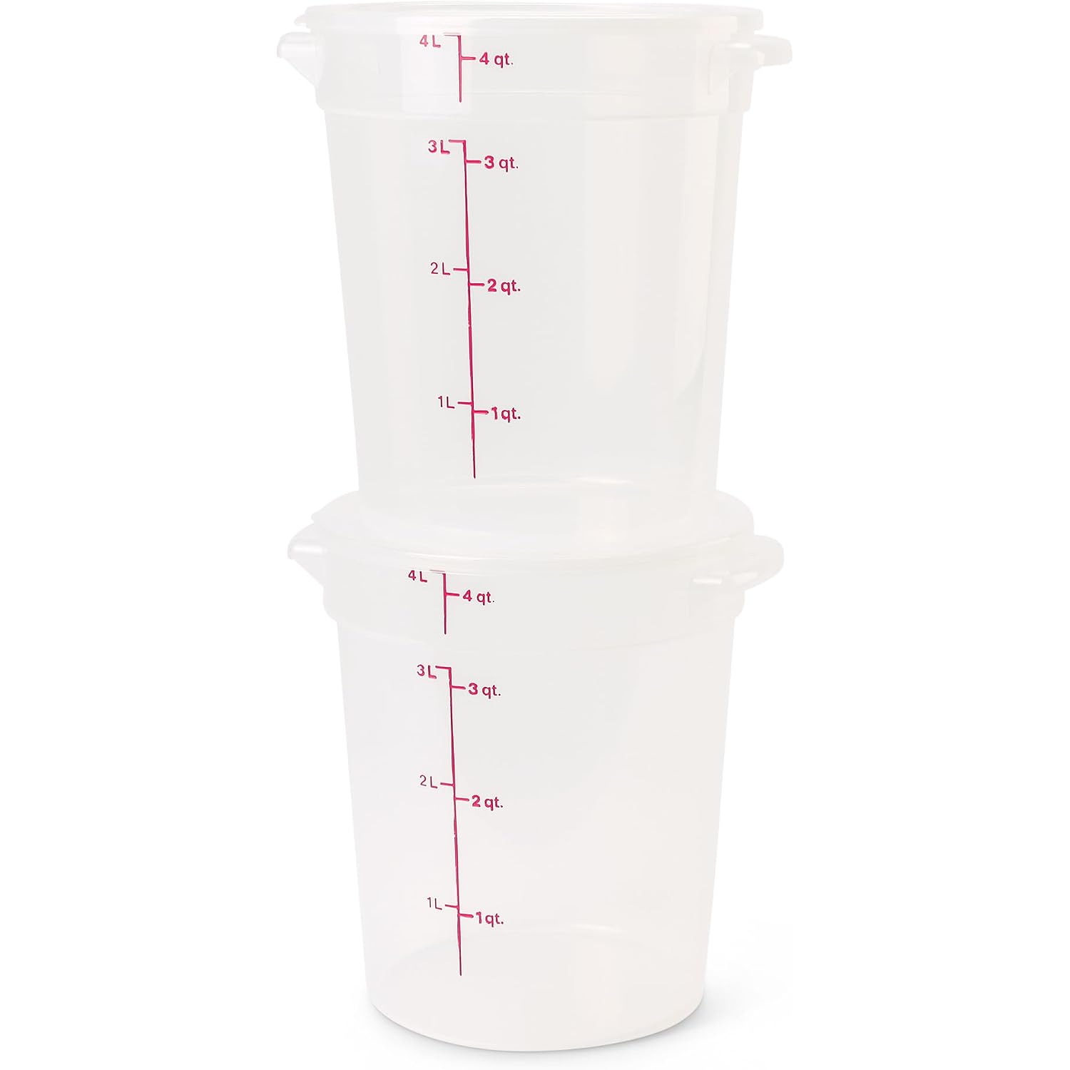 Cambro Food Storage Containers With Lids (Bpa-Free) - 4 Quart - Food Grade Buckets With Lids (2 Pack) - For Dough Proofing And Brining (Translucent)